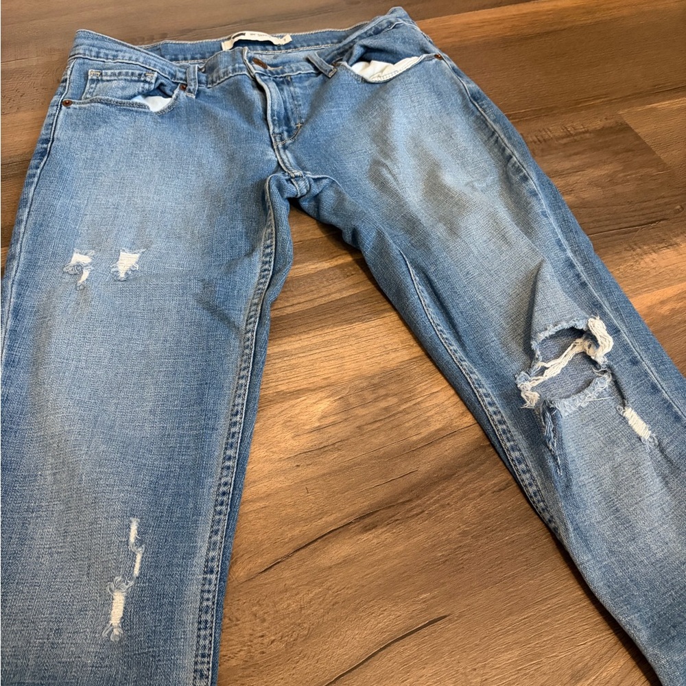 Womens Levis 524 Skinny Distressed Denim Jeans Size 7 - Picture 3 of 7